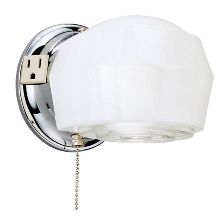 WESTINGHOUSE One-Light Indoor Wall Fixture with Outlet Chrm Wht and Crystl Gls 6640200